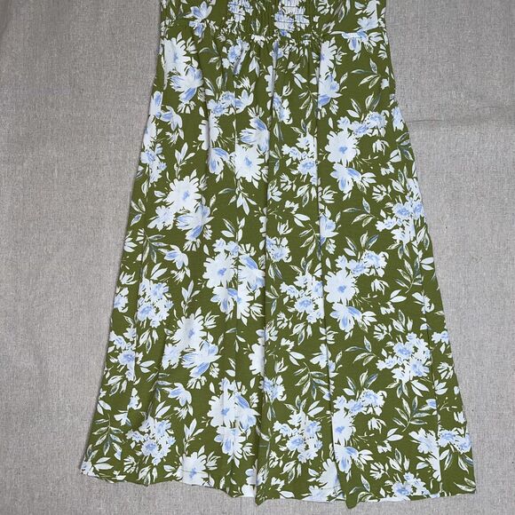 Monteau Los Angeles Chartreuse Green and White Floral Midi Dress - Medium - Picture 7 of 11